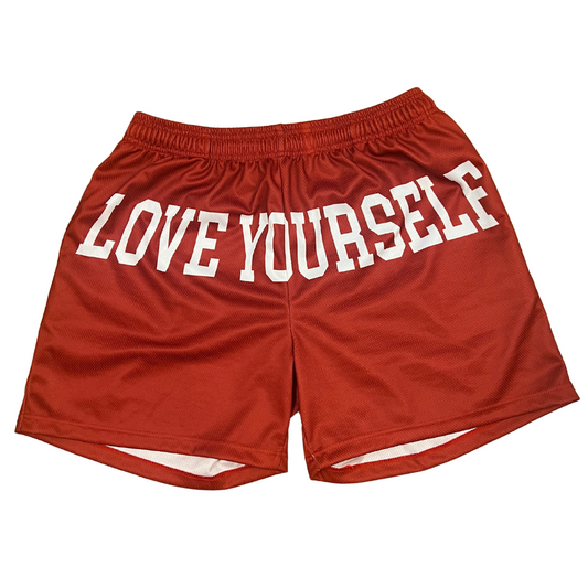 Love Yourself Mesh Shorts Red